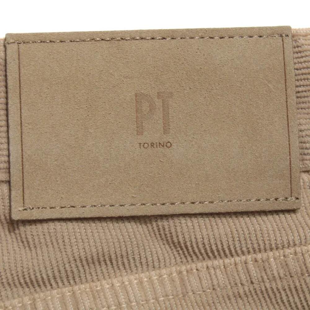 PT Torino NWT 5 Pocket Jean Cut Corduroy Pants Size 38 US Jazz in Beige Cotton